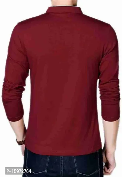 Stylish Maroon Cotton Blend Solid T-Shirts For Men-thumb2