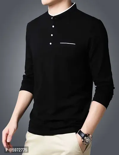 Black Cotton Blend Tshirt For Men-thumb3
