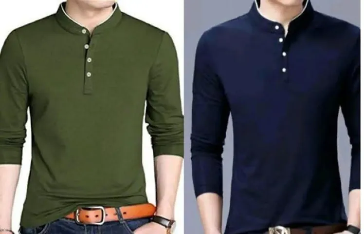 Stylish Men Cotton Collar T-Shirt Pack Of 2