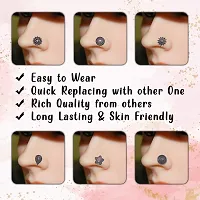 Nose Pin Designs Traditional Silver Oxidised Nose Pin Without Piercing Floral Shaped For Women And Girls | Pack Of 1 ( 12 Pcs )-thumb2