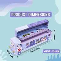 Aseenaa Bus Shape Pencil Box School Bus Metal Geometry Box for Kids Magic Bus with Moving Tyres with 3 Compartments Moving Tyre's  Sharpener Geometry Case for Boys  Girls (Panda Bus)-thumb3