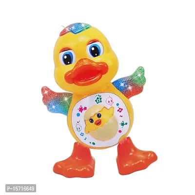 Dancing Duck Toy With Vibrant Light Effect And Musial Sound | Best Gift Dancing Toy For Girls Boys Toddlers And Babies | Yellow Colour | Pack Of 1-thumb0