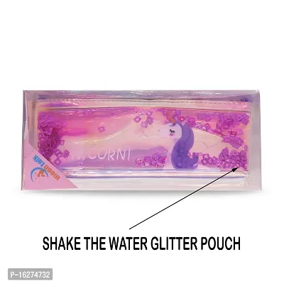 Aseenaa Unicorn Multipurpose Holographic Pencil Pouch/Case With Filled Sequin Water For Kids, Boys And Girls | Pack of 1 | Colour - Multicolour-thumb3