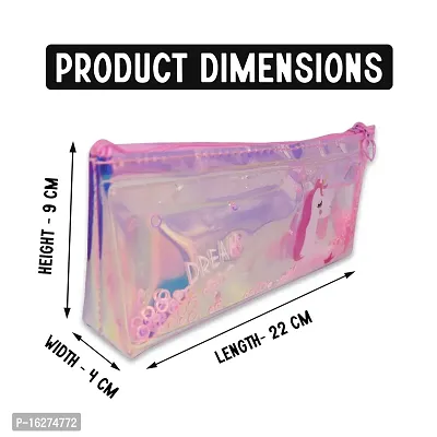 Aseenaa Unicorn Multipurpose Holographic Pencil Pouch/Case With Filled Sequin Water For Kids, Boys And Girls | Pack of 1 | Colour - Multicolour-thumb2