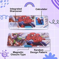 Aseenaa Magnetic Pencil Box With Sharpener Large Capacity Spider Men Theme For Kids  School Going Children Stationaries Organizer Birthday Return Gift School Supplies | Pack Of 1 | Colour - Purple-thumb3