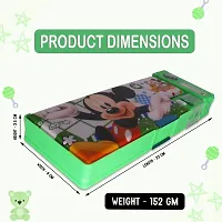 Aseenaa Magnetic Pencil Box With Sharpener Large Capacity Mickey Mouse Theme For Kids Going Children Stationaries Organizer Birthday Return Gift School Supplies | Pack Of 1 | Colour - Green-thumb2