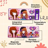 Aseenaa Magnetic Pencil Box With Sharpner Large Capacity Baby Doll Theme For Kids  School Going Children Stationaries Organizer Birthday Return Gift School Supplies | Pack Of 1 | Colour - Purple-thumb2