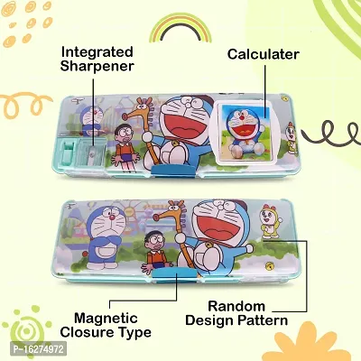 Aseenaa Magnetic Pencil Box With Sharpner Large Capacity Doraemon Theme For Kids Boys Girls School Going Children Stationaries Organizer Birthday Return Gift School Supplies | Pack Of 1 | Colour-Green-thumb5