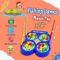 Aseenaa Magnetic Fishing Catching Game For Kids | Battery Operated | Include 32 Pieces Fishes, 4 Ponds 4 Fishing Rod, Fish Catching Toy (Blue)-thumb1