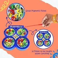 Aseenaa Magnetic Fishing Catching Game For Kids | Battery Operated | Include 32 Pieces Fishes, 4 Ponds 4 Fishing Rod, Fish Catching Toy (Blue)-thumb3