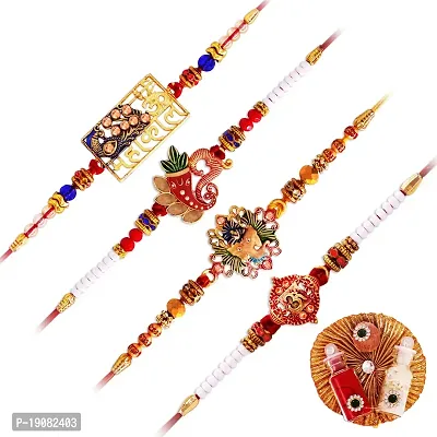 Aseenaa Elegant Stylish Rakhi For Celebration Of Rakshabhandhan Rakhi for Brother| Bhaiya Bhabhi Rakhi| Bro Rakhi | Set Of 4-thumb0