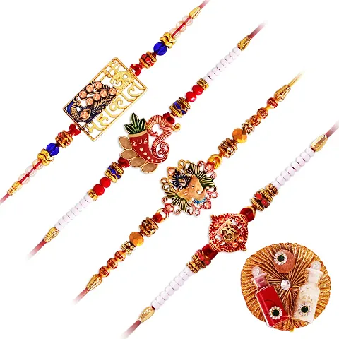 Aseenaa Elegant Stylish Rakhi For Celebration Of Rakshabhandhan Rakhi for Brother| Bhaiya Bhabhi Rakhi| Bro Rakhi | Set Of 4