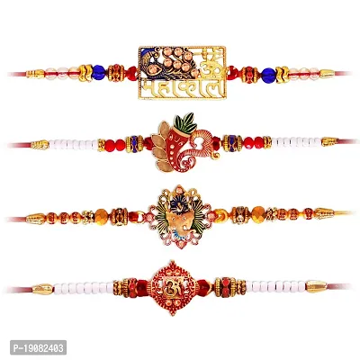 Aseenaa Elegant Stylish Rakhi For Celebration Of Rakshabhandhan Rakhi for Brother| Bhaiya Bhabhi Rakhi| Bro Rakhi | Set Of 4-thumb2