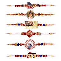 Aseenaa Elegant Stylish Rakhi For Celebration Of Rakshabhandhan Rakhi For Brother| Bhaiya Bhabhi Rakhi| Bro Rakhi | Set Of 6-thumb1