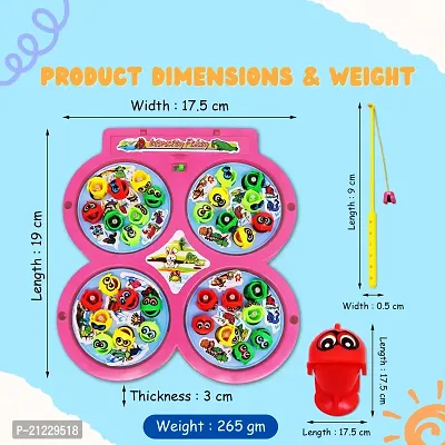 Aseenaa Magnetic Fishing Catching Game For Kids | Battery Operated | Include 32 Pieces Fishes, 4 Ponds 4 Fishing Rod, Fish Catching Toy (Pink)-thumb2