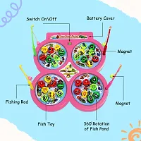 Aseenaa Magnetic Fishing Catching Game For Kids | Battery Operated | Include 32 Pieces Fishes, 4 Ponds 4 Fishing Rod, Fish Catching Toy (Pink)-thumb3