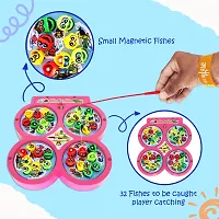 Aseenaa Magnetic Fishing Catching Game For Kids | Battery Operated | Include 32 Pieces Fishes, 4 Ponds 4 Fishing Rod, Fish Catching Toy (Pink)-thumb4
