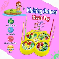 Aseenaa Magnetic Fishing Catching Game For Kids | Battery Operated | Include 32 Pieces Fishes, 4 Ponds 4 Fishing Rod, Fish Catching Toy (Yellow)-thumb3