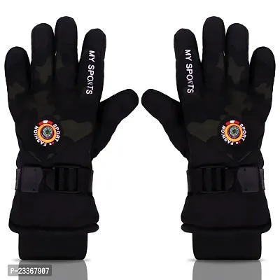 Aseenaa Imported 1 Pair Compass Gloves Outdoor Gloves Protective Full Finger Hand Riding, Cycling, Bike Motorcycle Gym Gloves for Men Boy  Girls (Black)-thumb0