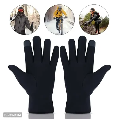 Aseenaa Winter Gloves For Men, Women  Girls, Fits Everyone Above 10 years, Full Finger Bike Riding Gloves With Touch Screen Sensitivity At Thumb  Index Finger ( Blue )-thumb5