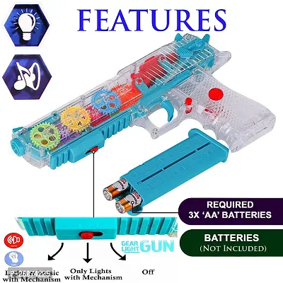 Aseenaa Gear Mechanical Structure Toy Gun With Musical LED Light And Rotation Function Guns  Darts  (Multicolor)-thumb4