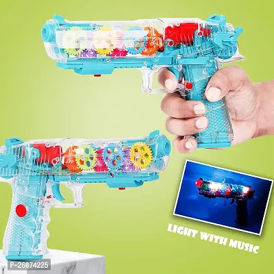Aseenaa Gear Mechanical Structure Toy Gun With Musical LED Light And Rotation Function Guns  Darts  (Multicolor)-thumb2