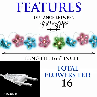 Aseenaa Flower Waterproof String Lights Combo | 2 X 16 Led Colour Changing Christmas Lights for Diwali Home Decoration and 4 Meter Till Plug in | Set of 2 Blossom String Lights | Multicolour-thumb3