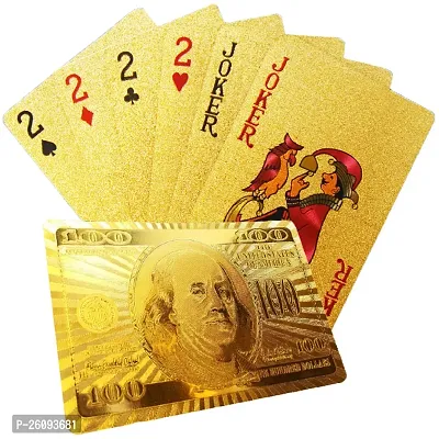 Aseenaa Waterproof PVC Playing Cards | Plastic Playing Set for Game Deck | Gift Poker | Table Cards with Razor Edges and Corners for Classic Magic Tricks Games | Colour - (Golden)