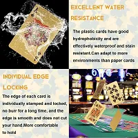 Aseenaa Waterproof PVC Playing Cards | Plastic Playing Set for Game Deck | Gift Poker | Table Cards with Razor Edges and Corners for Classic Magic Tricks Games | Colour - (Golden)-thumb1