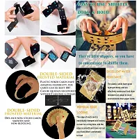 Aseenaa Waterproof PVC Playing Cards | Plastic Playing Set for Game Deck | Gift Poker | Table Cards with Razor Edges and Corners for Classic Magic Tricks Games | Pack of 2 | Colour - (Black and Gold)-thumb2