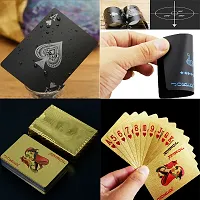 Aseenaa Waterproof PVC Playing Cards | Plastic Playing Set for Game Deck | Gift Poker | Table Cards with Razor Edges and Corners for Classic Magic Tricks Games | Pack of 2 | Colour - (Black and Gold)-thumb4