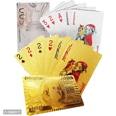 Aseenaa Waterproof PVC Playing Cards | Plastic Playing Set for Game Deck | Gift Poker | Table Cards with Razor Edges and Corners for Classic Magic Tricks Games | Pack of 2 | Colour - (Silver and Gold)-thumb0