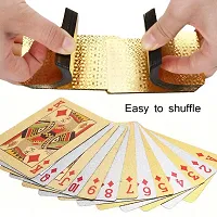 Aseenaa Waterproof PVC Playing Cards | Plastic Playing Set for Game Deck | Gift Poker | Table Cards with Razor Edges and Corners for Classic Magic Tricks Games | Pack of 2 | Colour - (Silver and Gold)-thumb3