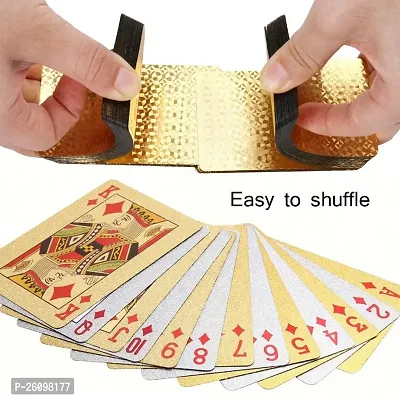 Aseenaa Waterproof PVC Playing Cards | Plastic Playing Set for Game Deck | Gift Poker | Table Cards with Razor Edges and Corners for Classic Magic Tricks Games | Pack of 2 | Colour - (Silver and Gold)-thumb4