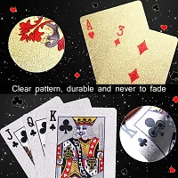 Aseenaa Waterproof PVC Playing Cards | Plastic Playing Set for Game Deck | Gift Poker | Table Cards with Razor Edges and Corners for Classic Magic Tricks Games | Pack of 2 | Colour - (Silver and Gold)-thumb1