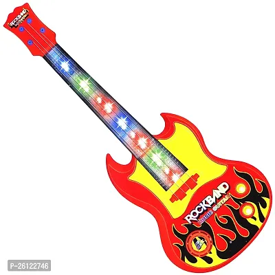 Aseenaa Rockband Musical Mini Guitar Instrument with Sound  3D LED Lighting Toy | Battery Operated Electronic Music and Lights Guitars Gift Toys for Boys Girls Kids and Toddlers | Colour : Multicolor-thumb0