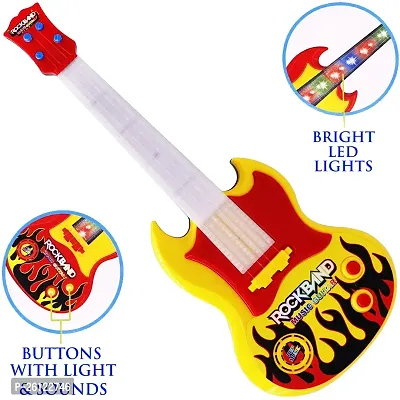 Aseenaa Rockband Musical Mini Guitar Instrument with Sound  3D LED Lighting Toy | Battery Operated Electronic Music and Lights Guitars Gift Toys for Boys Girls Kids and Toddlers | Colour : Multicolor-thumb2