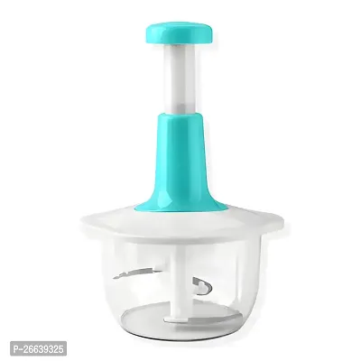 Quick  Easy Square 3 Blade Push Chopper Push N Chop Hand Press Vegetable Chopper with Easy Push and Close - Multicolor-thumb0