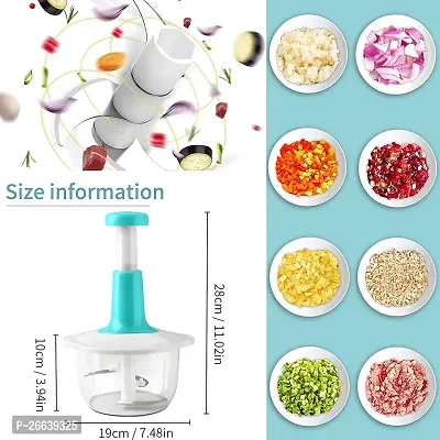 Quick  Easy Square 3 Blade Push Chopper Push N Chop Hand Press Vegetable Chopper with Easy Push and Close - Multicolor-thumb4