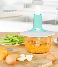 Quick  Easy Square 3 Blade Push Chopper Push N Chop Hand Press Vegetable Chopper with Easy Push and Close - Multicolor-thumb4