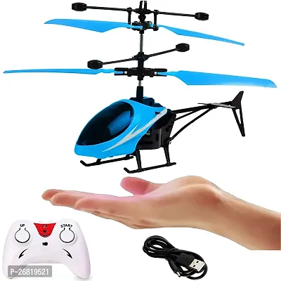 Aseenaa LED Lights RC Helicopter with Remote Control and Hand Sensor | Rechargeable Plane Toy for Boys Girls Adults Children's | Aeroplan Vehicle Toys for Boy Girl Kids Children | Color : Blue-thumb0