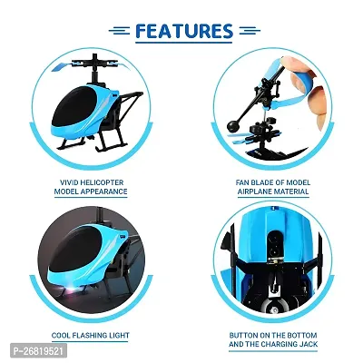 Aseenaa LED Lights RC Helicopter with Remote Control and Hand Sensor | Rechargeable Plane Toy for Boys Girls Adults Children's | Aeroplan Vehicle Toys for Boy Girl Kids Children | Color : Blue-thumb2