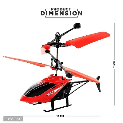 Aseenaa LED Lights RC Helicopter with Remote Control and Hand Sensor | Rechargeable Plane Toy for Boys Girls Adults Children's | Aeroplan Vehicle Toys for Boy Girl Kids Children | Color : Red-thumb2