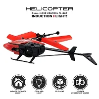 Aseenaa LED Lights RC Helicopter with Remote Control and Hand Sensor | Rechargeable Plane Toy for Boys Girls Adults Children's | Aeroplan Vehicle Toys for Boy Girl Kids Children | Color : Red-thumb3