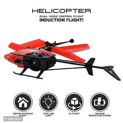 Aseenaa LED Lights RC Helicopter with Remote Control and Hand Sensor | Rechargeable Plane Toy for Boys Girls Adults Children's | Aeroplan Vehicle Toys for Boy Girl Kids Children | Color : Red-thumb4