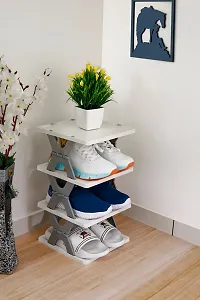 Plastic 4 Layer Shoe Rack Shoe Stand Storage Organizer Shoe Cabinet Durable Portable Shoe Organizer in The Living Room, Bedroom, Office and Kitchen Space Saving Rack-thumb2