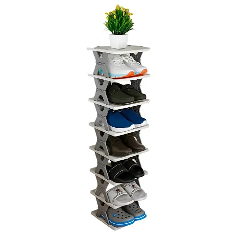Plastic 8 Layer  Shoe Rack Shoe Stand Storage Organizer Shoe Cabinet Durable Portable Shoe Organizer in The Living Room, Bedroom, Office and Kitchen Space Saving Rack