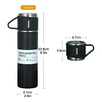 Vacuum Flask Set with 2 Cups, Insulated Double Wall Stainless Steel 500ml Tea Coffee Thermal Flask with 3 Cups - Color May Vary-thumb3