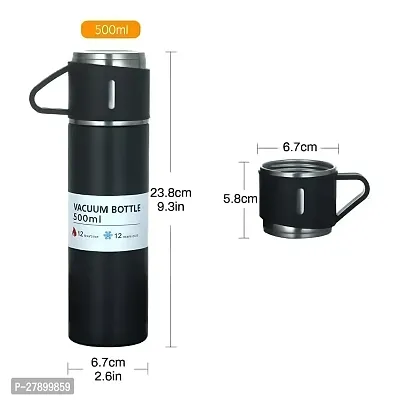 Vacuum Flask Set with 2 Cups, Insulated Double Wall Stainless Steel 500ml Tea Coffee Thermal Flask with 3 Cups - Color May Vary-thumb4