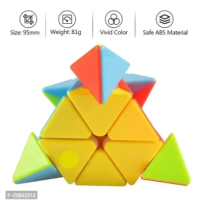 Aseenaa Speed Pyramid Cube High Speed Sticker less Magic Brainstorming Puzzle Cubes Game Toys for Kids  Adults - Set of 1 (Pyramid Cube)-thumb3